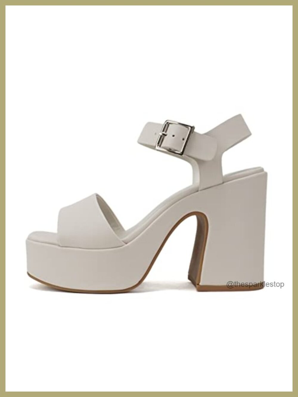 Platform Chunky Heeled Sandal Womens Open Toe Ankle Strap Faux Leather